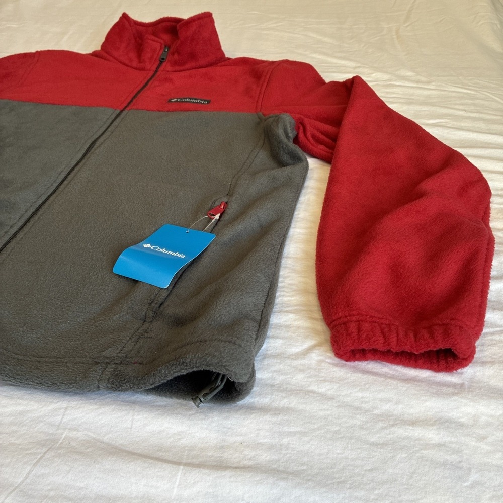 NWT Columbia Granite Mountain Fleece Jacket Men's Medium Full Zip Red Gray - Picture 2 of 9